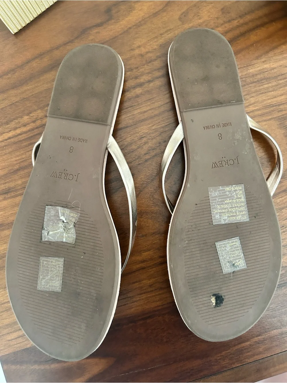 J.Crew Metallic Gold Flip Flop Sandals